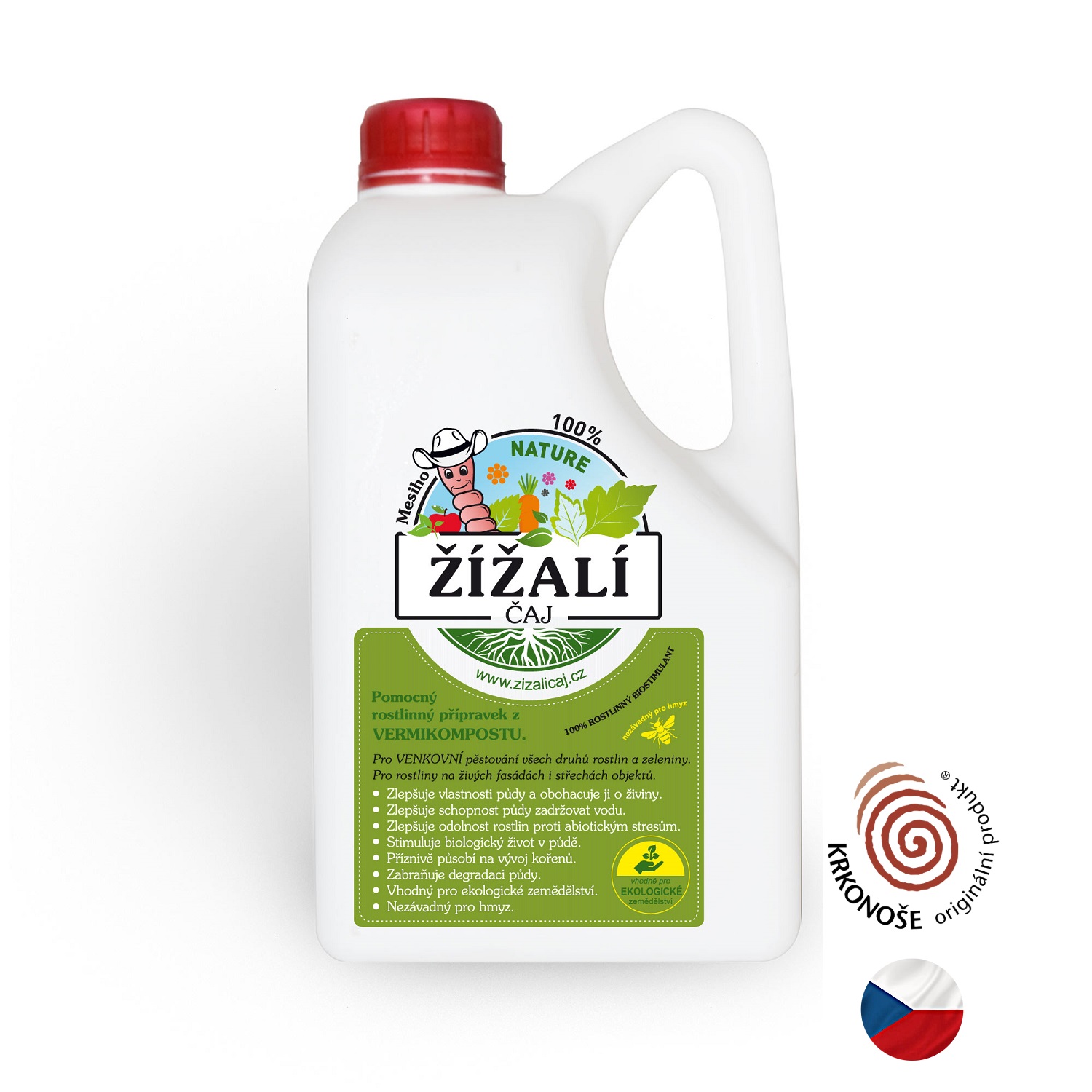 Krkonoše originální produkt - přírodní bio hnojivo 2 litry žížalího čaje cz 2027